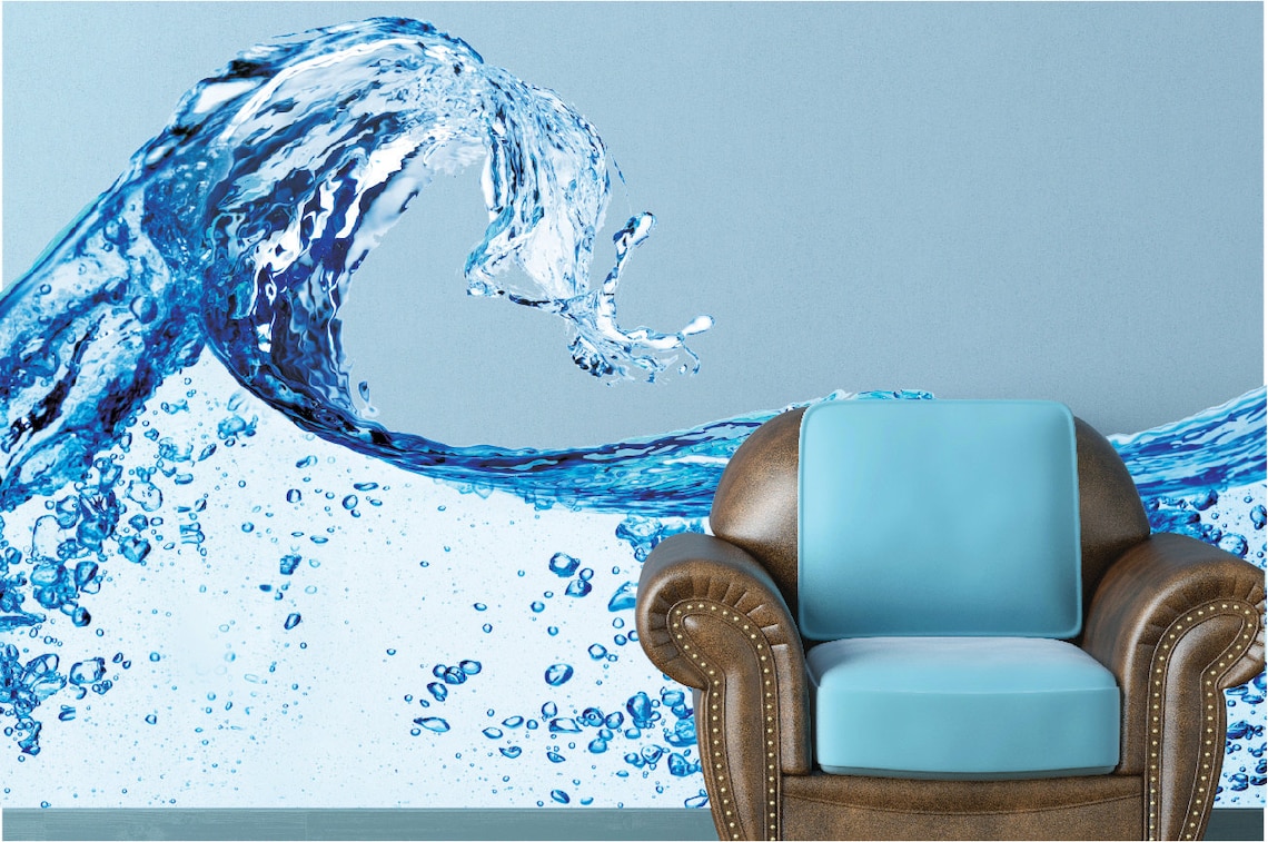 Water Splash Wall Decal Blue Water Wall Mural Vinyl Wall Etsy