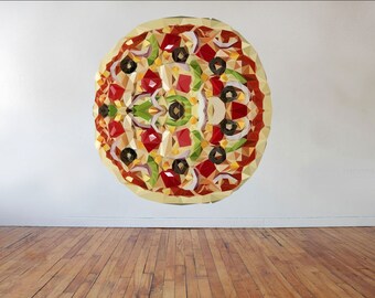 Pizza Wall Decal, Geometric Pizza, Polygonal Pizza, Geometric Accent, Home Decor, Pizza Art, Symmetrical Pizza, Wall Art, Vinyl Wall Decal