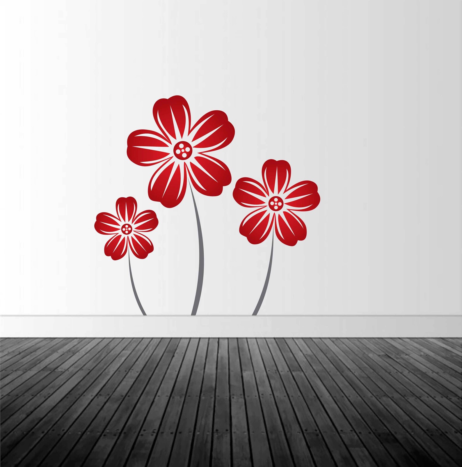 Floral Wall Decal Red Flower Decal Home Interior Decal Etsy