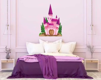 Princess Castle Wall Decal, Girls Bedroom Decal, Wall Decal, Vinyl Wall Decal, Wall Stickers, Personalized Graphics, Pink Castle Decal