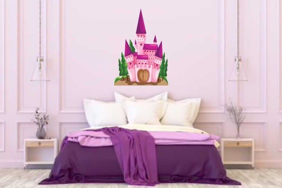 Princess Castle Wall Decal Girls Bedroom Decal Wall Decal Vinyl Wall Decal Wall Stickers Personalized Graphics Pink Castle Decal
