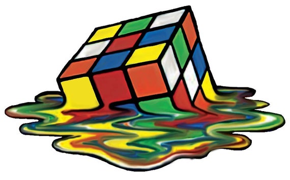 Rubik S Cube Wall Decal Melting Rubik S Cube Decal Etsy