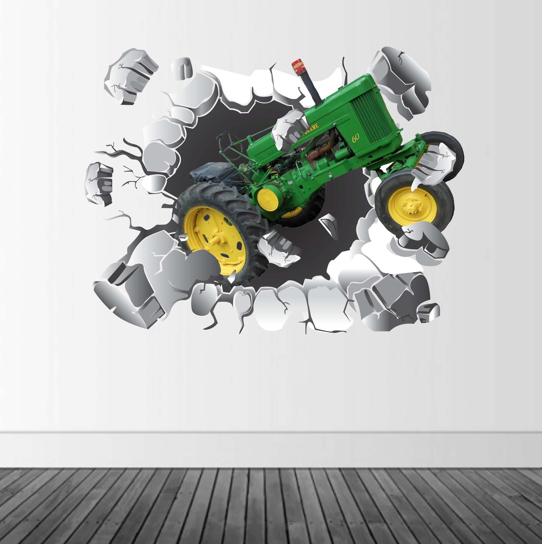 Green Tractor Wall Decal, Tractor Decal, Busting Wall Decal, Infinite