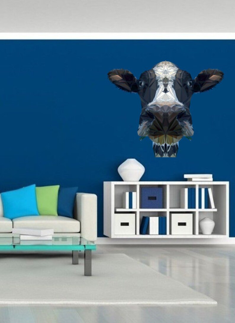 Cow Wall Decal Low Poly Cow Cow Sticker Vinyl Wall Decal Etsy