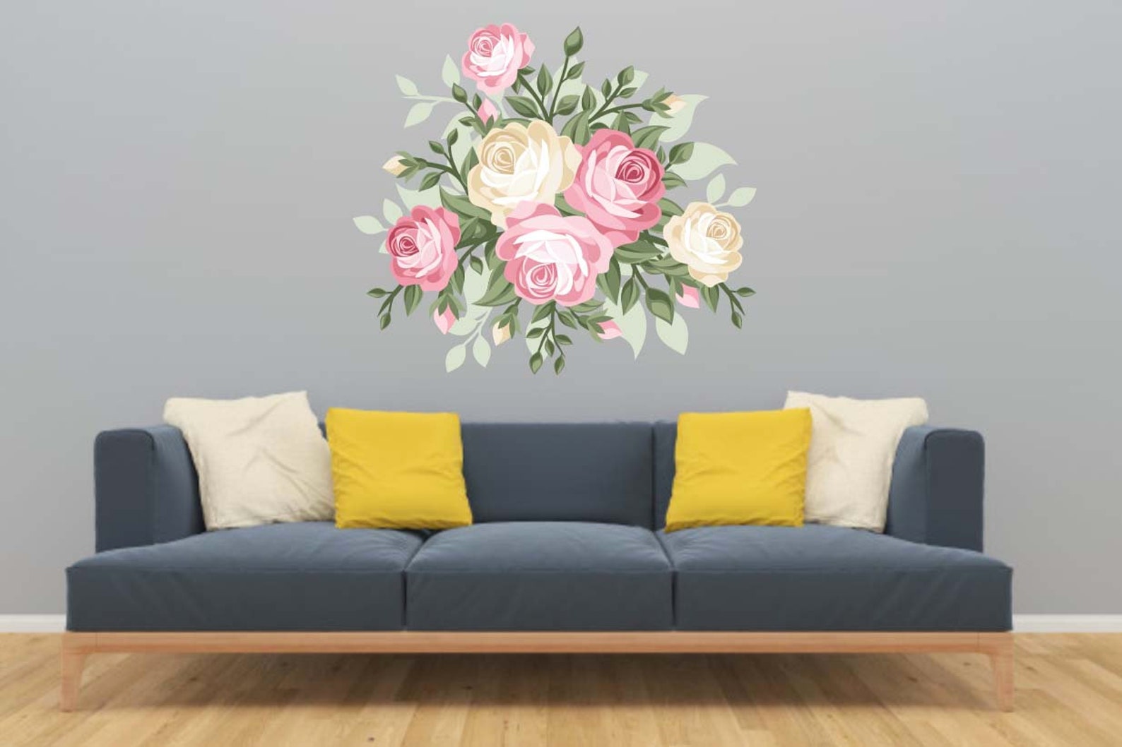 Floral Wall Decal Rose Wall Decal Home Decor Rose Decor Etsy