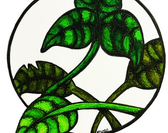 Leaf Wall Decal, Vinyl Wall Decal, Art by Abby Smith, Home Decor, Pen Ink Drawing, Contemporary Art, Decal, Art Print, Peel and Stick Decal