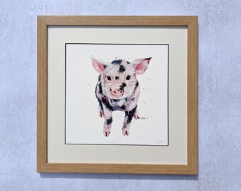 Mounted Limited Edition Giclee Print of 'Squiggles' the Piglet