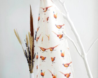 Cream Pheasant Silk Scarf