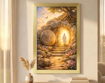 Jesus Resurrection Empty Tomb Canvas Print, Easter Biblical Wall Art, Hopeful Christian Home Decor, Uplifting Resurrection Statement Piece