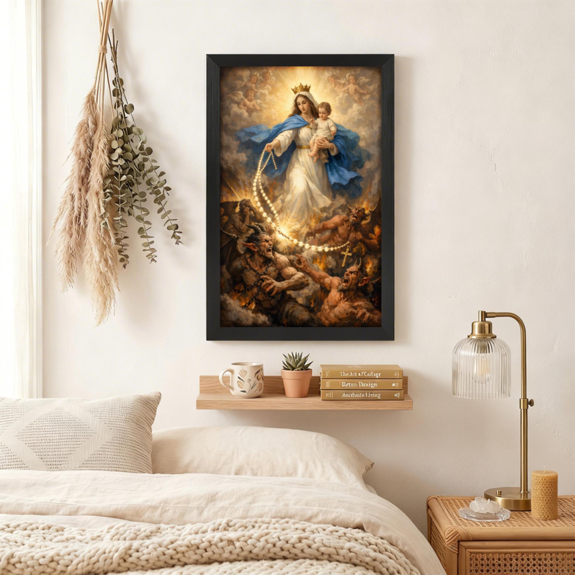 Our Lady of the Rosary Virgin Mary & Baby Jesus Canvas Print, Catholic ...