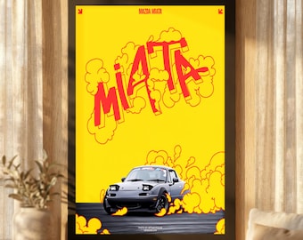 Mazda Miata Graffiti Style Canvas Print, Retro JDM Car Wall Art, Miata Enthusiast Automotive Decor, Bright Street Art Statement Piece