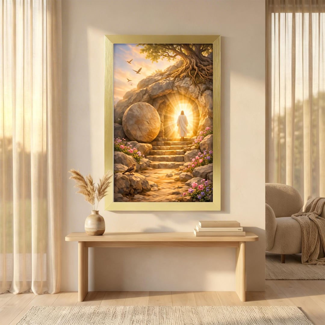 Jesus Resurrection Empty Tomb Canvas Print, Easter Biblical Wall Art ...