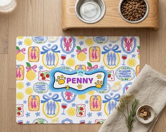 Personalized Dog Food Mat, Colorful Fish Pattern Pet Food Mat,Gift for Dog Mom Puppy Gift