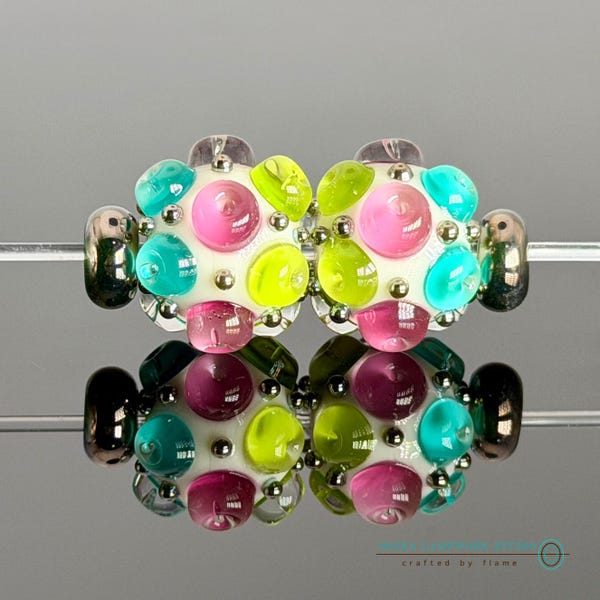 Handmade Lampwork Glass Bead Set with Spacers