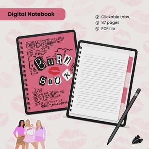 Digitales Notizbuch „Burn Book“ | Interaktives PDF mit Stickern und anklickbaren Registerkarten