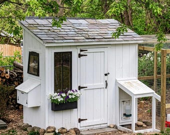 Planos para gallinero estilo cobertizo / Plano de carpintería para gallinero de patio trasero (PDF)