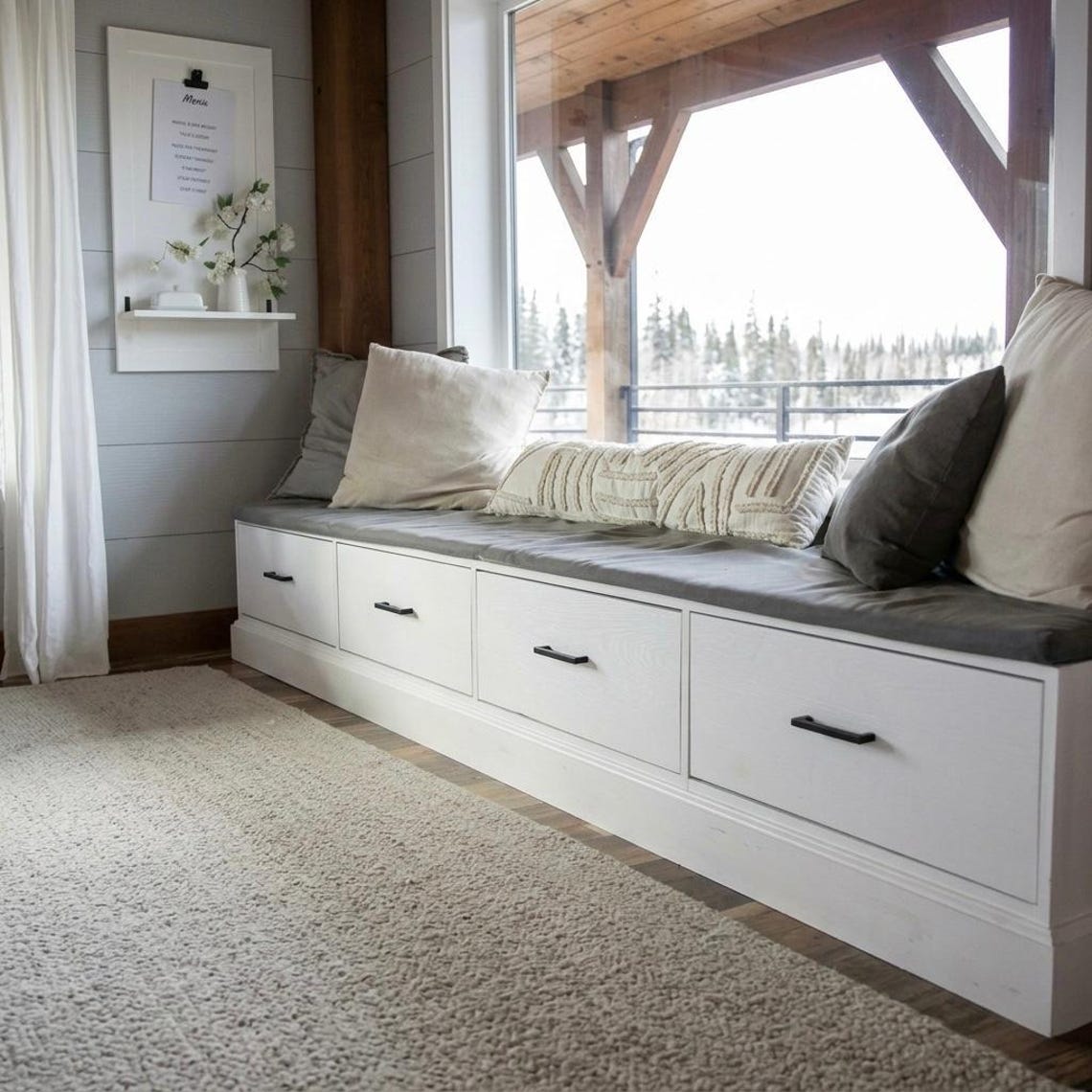 Window Seat With Drawers Plans | DIY Built-in Bench Storage Blueprint ...