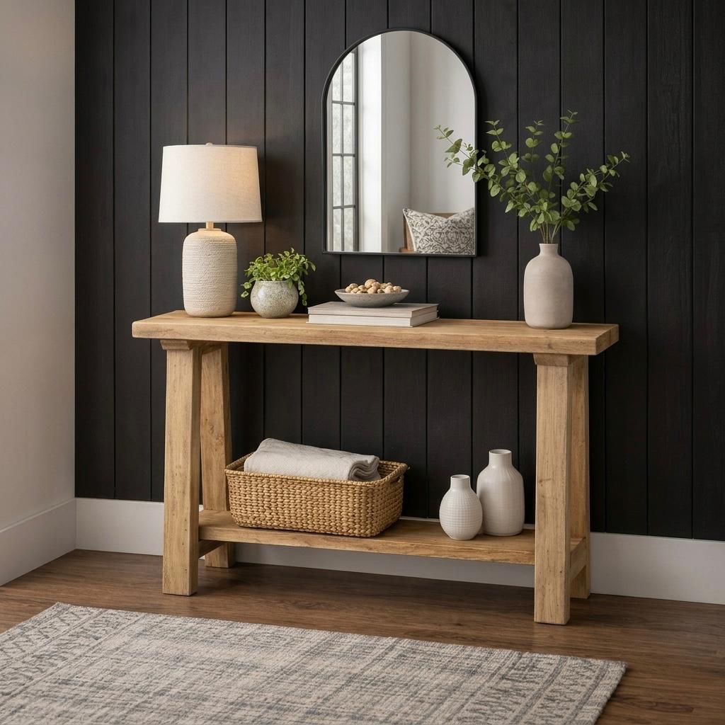 Console Table Plans | Rustic Farmhouse Entryway DIY Woodworking ...