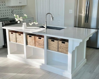 Planos para construir una isla de cocina moderna (hágalo usted mismo) / Plano de carpintería para estanterías abiertas (PDF)