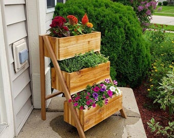 Planos para jardineras escalonadas de cedro / Proyecto de carpintería para jardín vertical de hierbas (PDF)