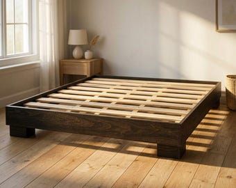 Modern Platform Bed Frame Plans | Chunky Leg DIY Woodworking Blueprint (PDF)
