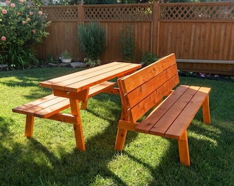 Convertible Picnic Table Plans | DIY Bench Woodworking Blueprint (PDF Download)