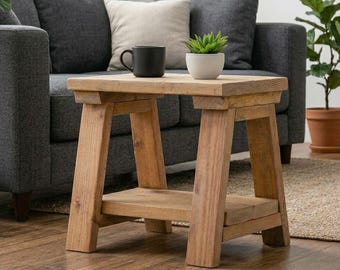 Homestead End Table Plans | Rustic Nightstand Woodworking Blueprint (PDF)