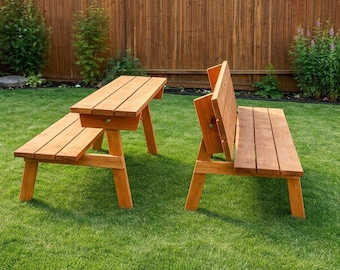 Convertible Picnic Table Plans | DIY Bench Woodworking Blueprint (PDF Download)