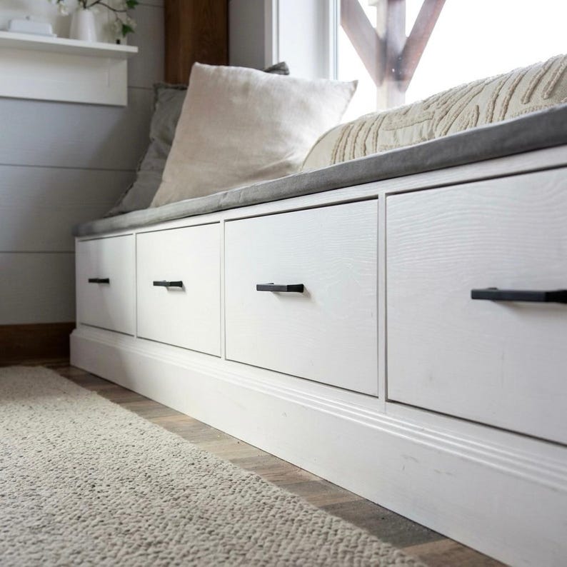 Window Seat With Drawers Plans | DIY Built-in Bench Storage Blueprint ...
