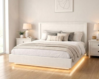 Planos de cama flotante moderna / Plano de cama de plataforma de madera minimalista (Descarga PDF)