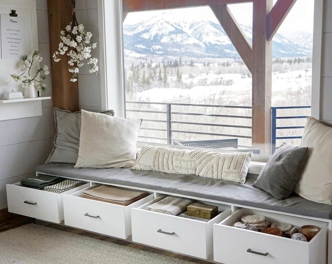 Window Seat With Drawers Plans | DIY Built-in Bench Storage Blueprint ...