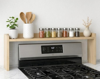 Over Stove Shelf Plans | DIY Wood Range Shelf, Spice Organizer (PDF Download)