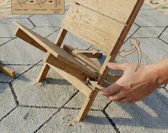 Portable Wooden Beach Chair Plans | Two-Piece Folding Outdoor Lounge Blueprint (PDF Download)