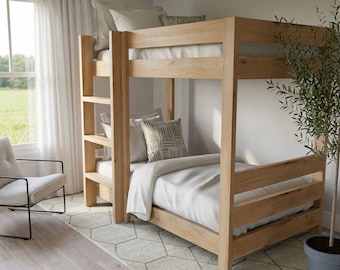 Planos para construir una litera doble / Guía de carpintería para camas individuales, cama infantil que ahorra espacio (PDF)