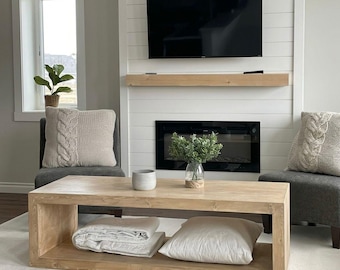 60" Waterfall Coffee Table Plans | Modern Framed Wood DIY Blueprint (PDF)