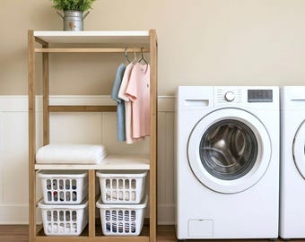 Laundry Cabinet Plans | Freestanding Hamper Storage DIY Woodworking (PDF Download)