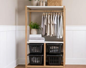 Laundry Cabinet Plans | Freestanding Hamper Storage DIY Woodworking (PDF Download)