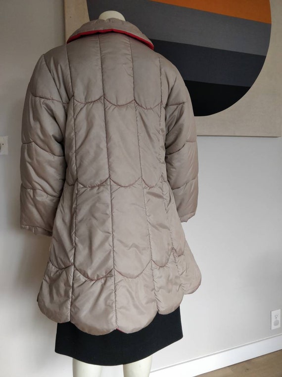 Vintage Reversible Puffy Jacket with  Scallop Edge - image 3