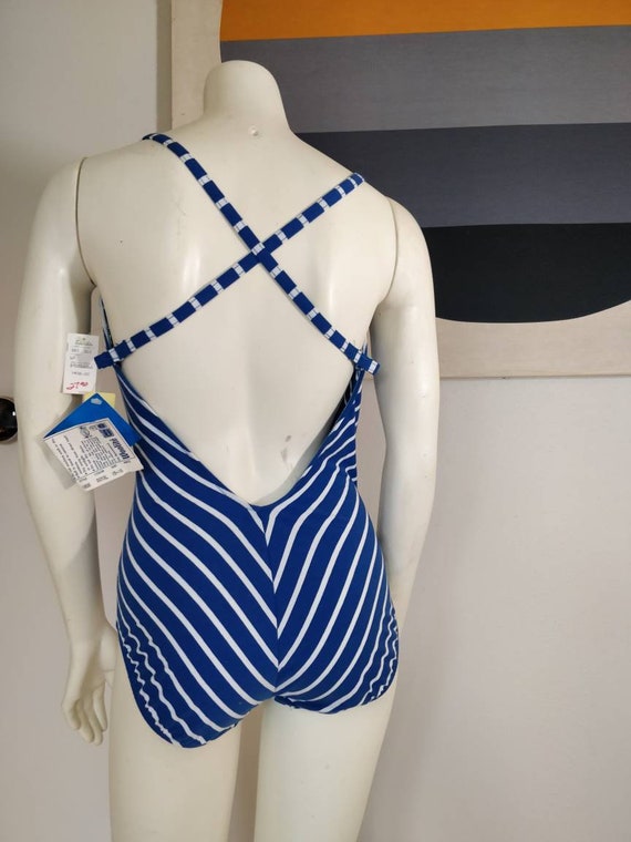 NWT Vintage Robby Len Striped Blue and White Low … - image 2