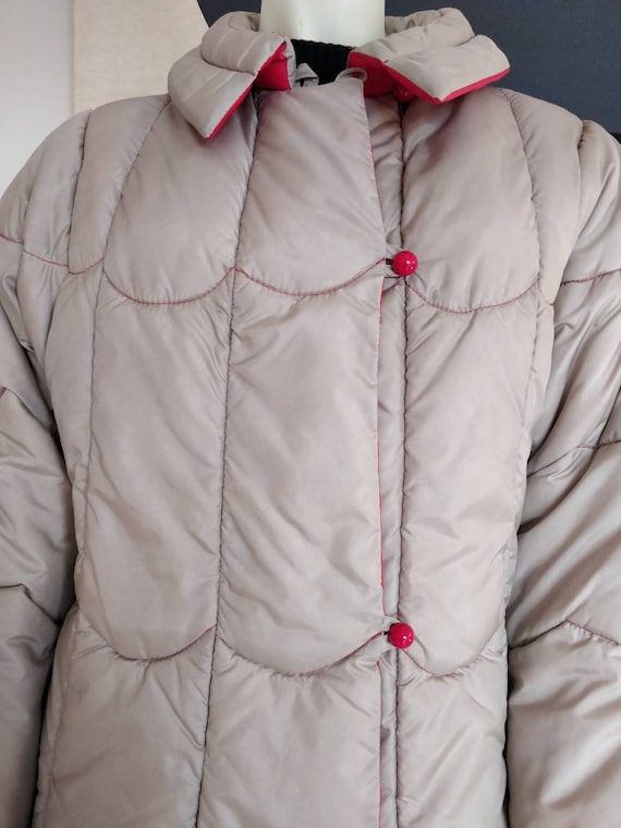 Vintage Reversible Puffy Jacket with  Scallop Edge - image 2