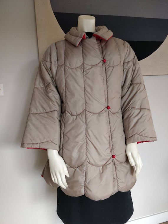 Vintage Reversible Puffy Jacket with  Scallop Edge - image 1