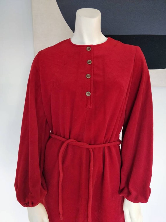 Vintage Red Mod Mini Velour Dress - image 2