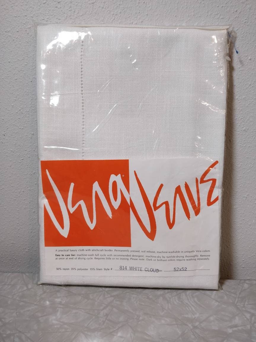 Vintage NEW NOS Vera Verve White Hemstitch Tablecloth MASSIVE 70"X210" USA 1979 