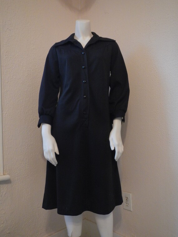 Vintage Black Polyester Butterfly Collar Shirt Dre