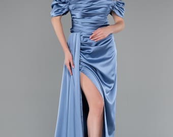 Long Satin Engagement Dress ABU1606