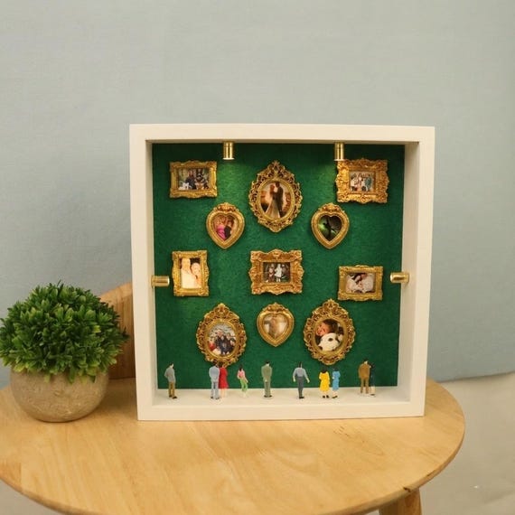 Personalized Museum of us Photo Box - DIY 11 Mini Frames & LED Lights - Custom Couple Gift, Anniversary, Valentine's Day Keepsake