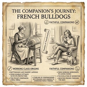 French Bulldog History Art Print - Nottingham Lace Maker Dog Poster - Frenchie Breed Origins Wall Decor - Vintage Style Digital Download