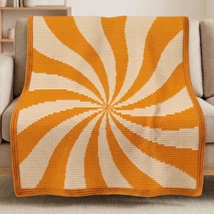 Spiral Swirl Mosaic Crochet Blanket Pattern PDF, Overlay Mosaic Crochet Chart, Modern Geometric Throw, Abstract Crochet Blanket Pattern