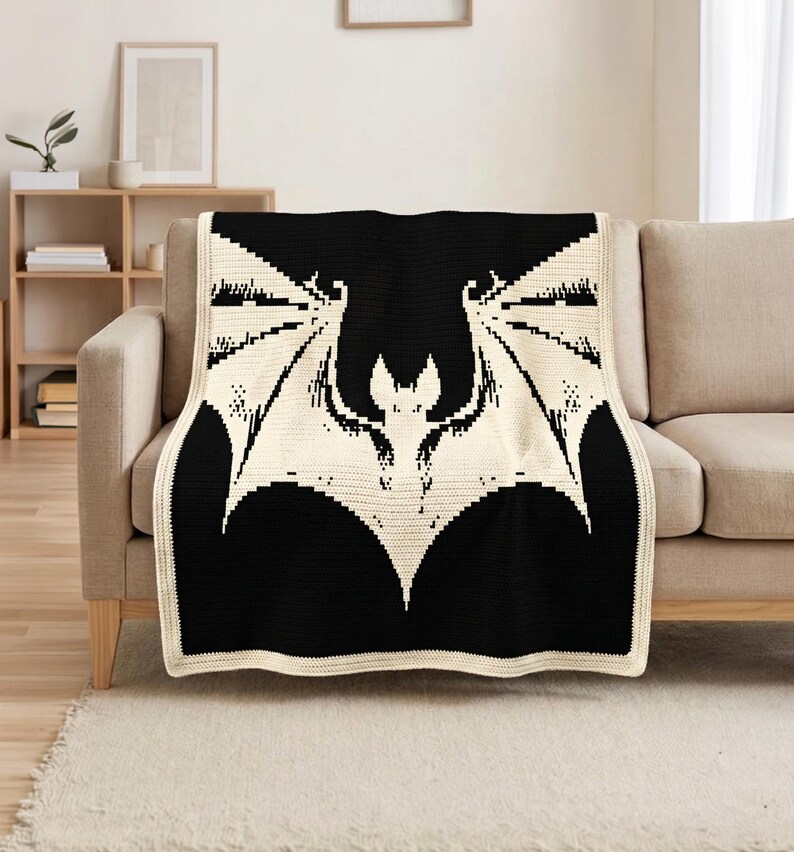 Bat Blanket Pattern Bat Mosaic Crochet Blanket Pattern PDF, Overlay Mosaic Crochet Chart ...