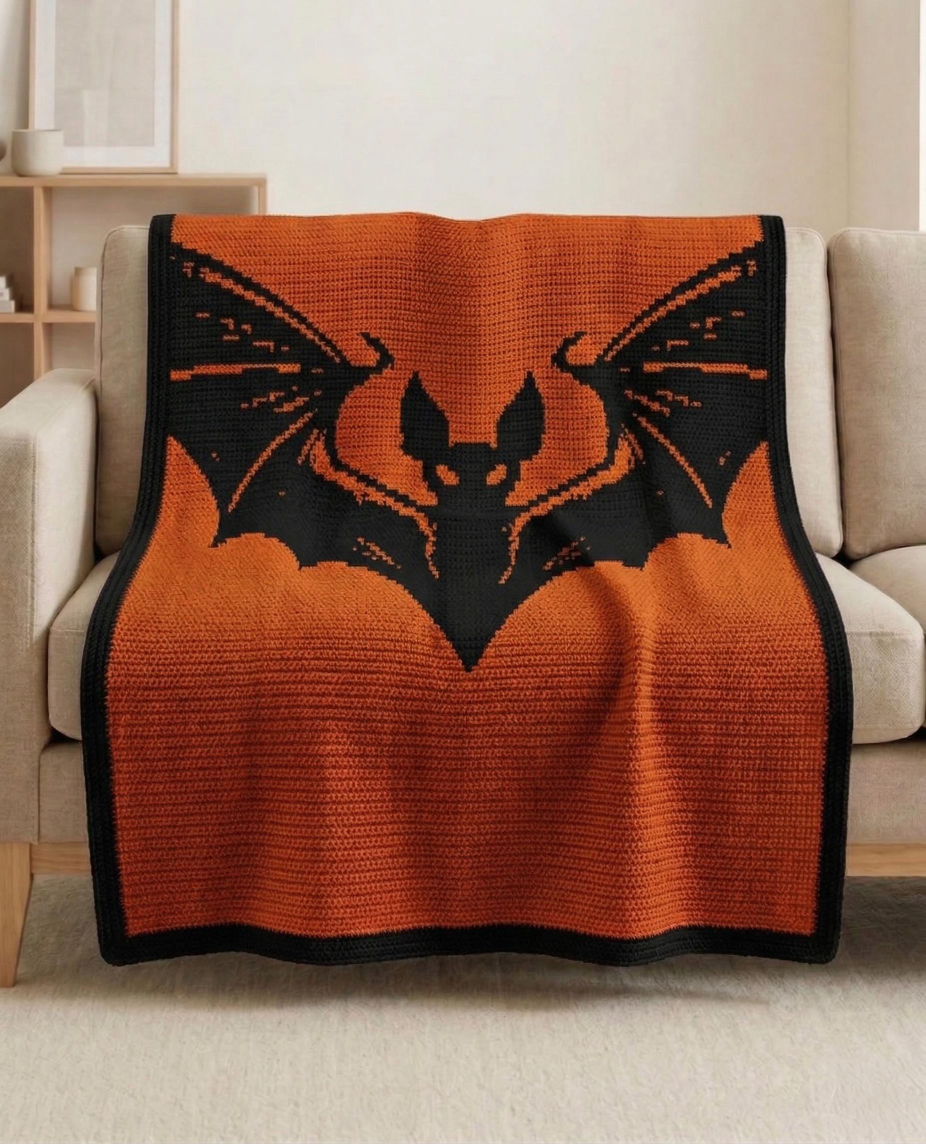 Bat Blanket Pattern Bat Blanket Crochet Pattern PDF, Overlay Mosaic Crochet Pattern ...